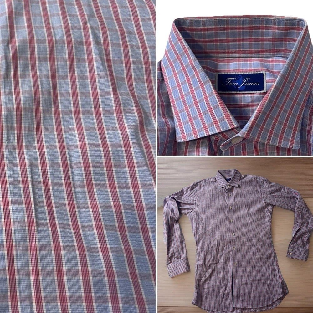 Tom James Mens Dress Shirt Striped Button Collared Size Small (041)